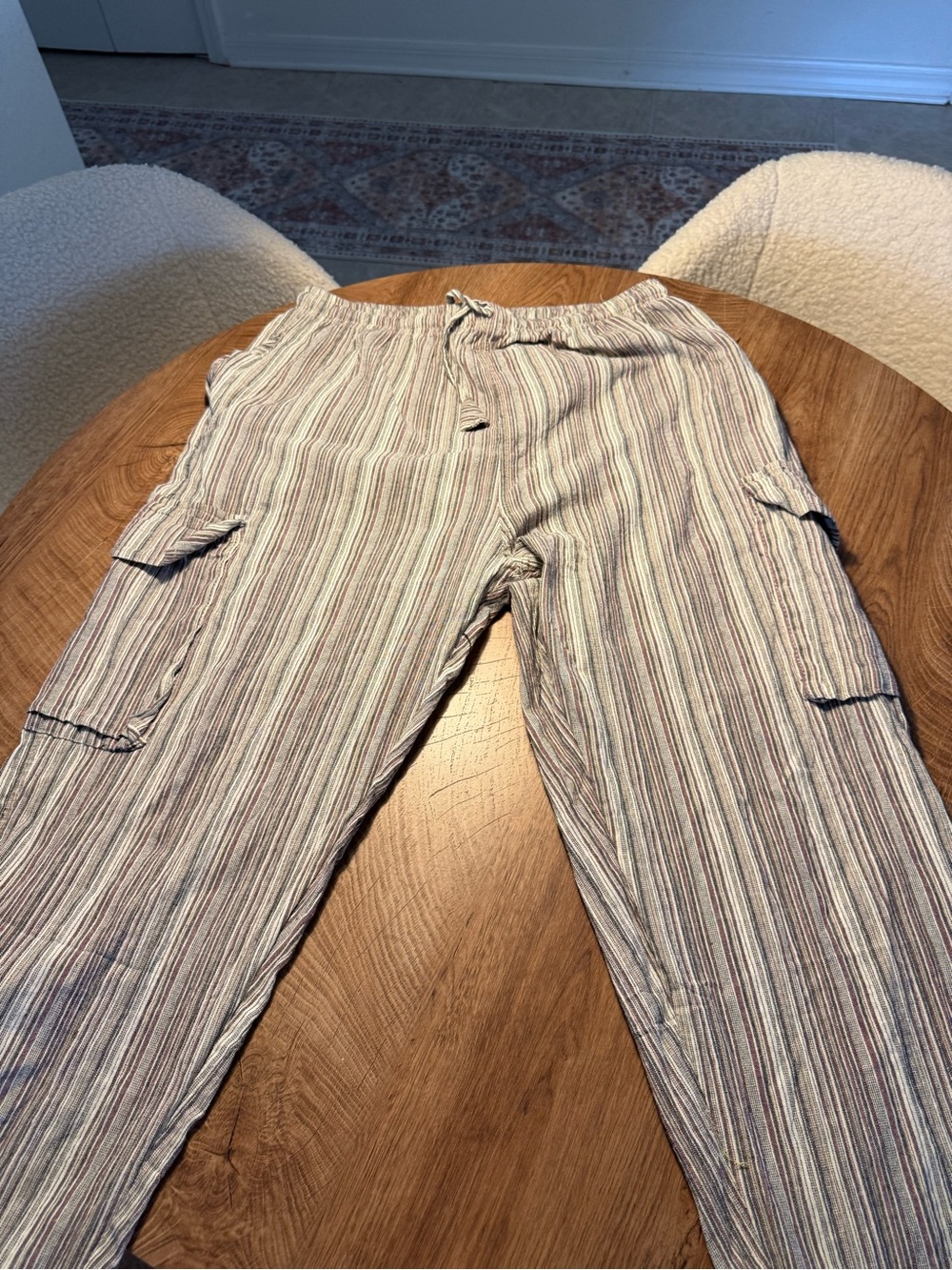 Casual Striped Cargo Pants - Light Multicolor